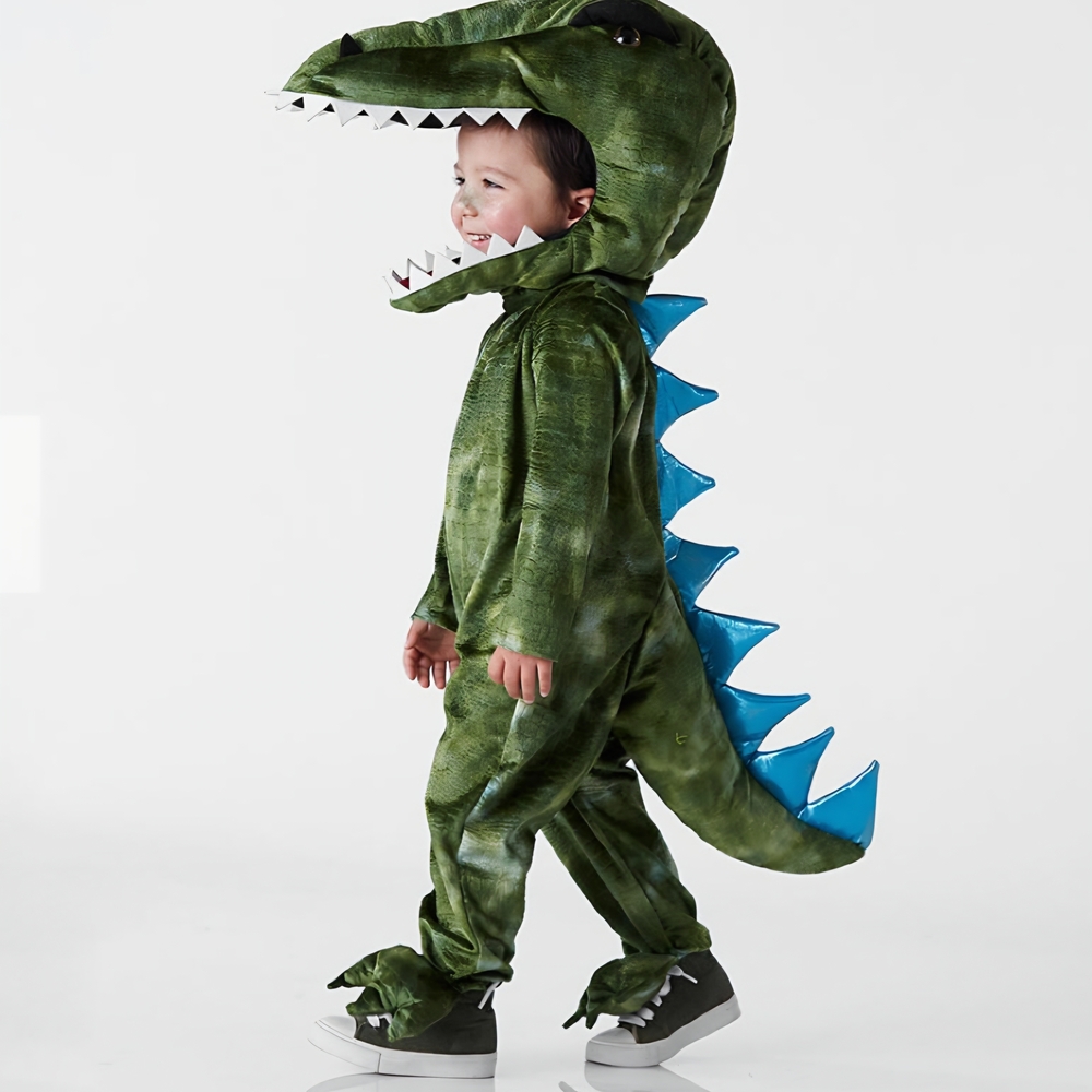 Pottery Barn Kids Green Dinosaur Costume with Blue Spikes